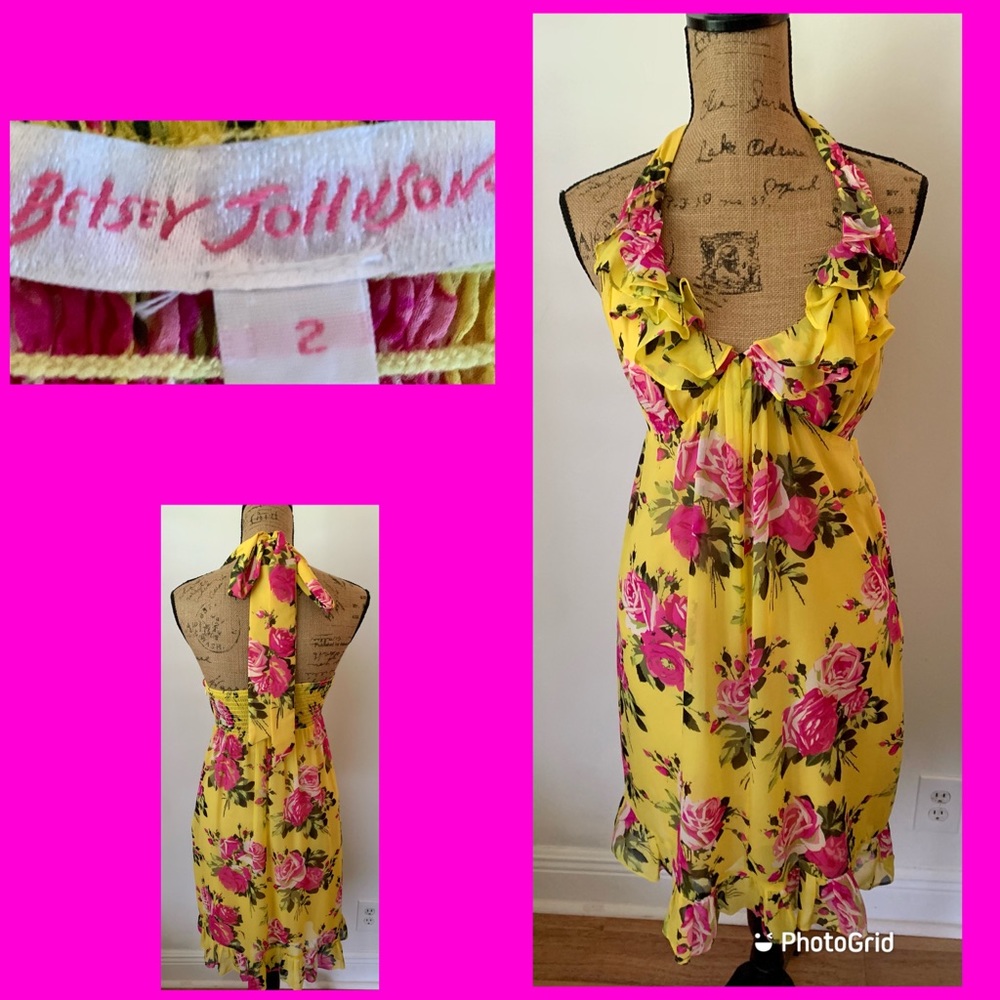 Betsey Johnson Cabbage Rose Chiffon Dress